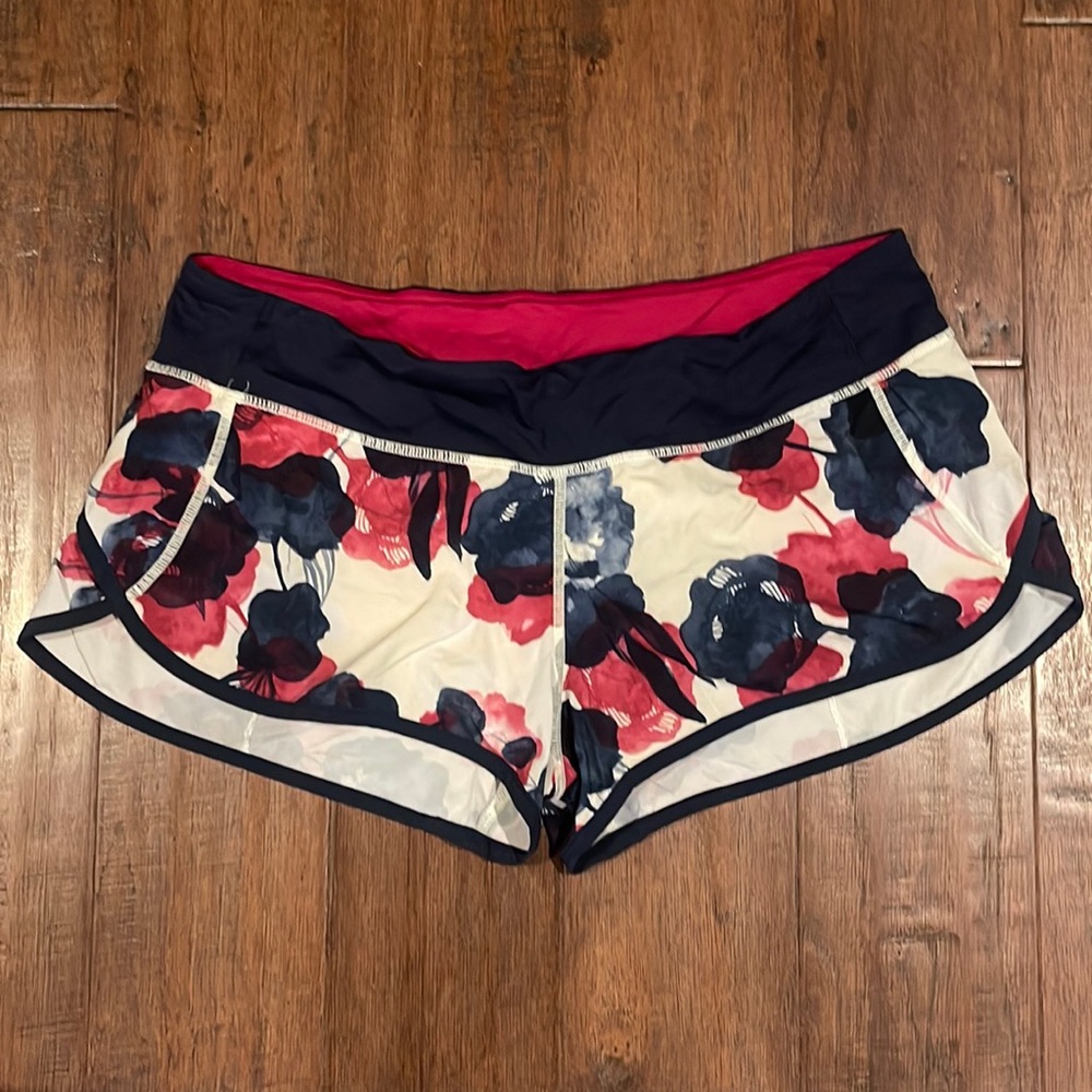 Lululemon, speed shorts, size 10, black/pink